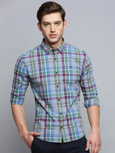 Men Blue Checked Casual Shirt-SOMNIUMCHECKS-2015-Blue